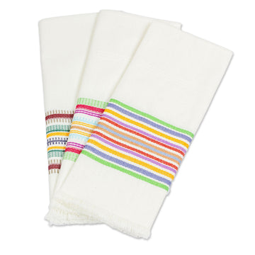 Striped Multicolor 100% Cotton Dishtowels (Set of 3) - Celebration