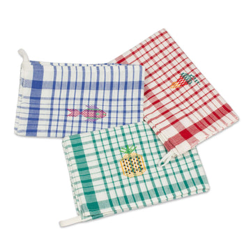 Multicolor Plaid Cotton Dish Towels (Set of 3) - Fresh Color