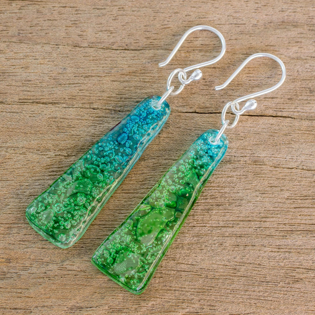 Recycled CD Earrings on 925 Silver Hooks Handcrafted Jewelry - Peaceful Life