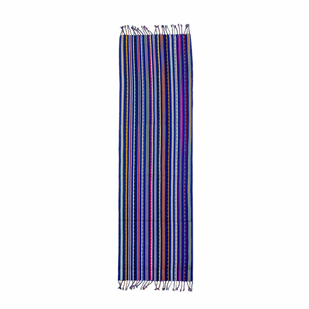 Blue and Multicolored Hand Woven Cotton Table Runner - Colors of my Land
