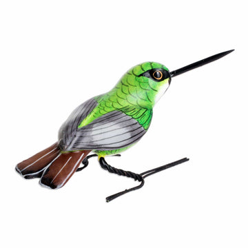 Guatemalan Handmade Mango Hummingbird Ceramic Bird Figurine - Mango Hummingbird