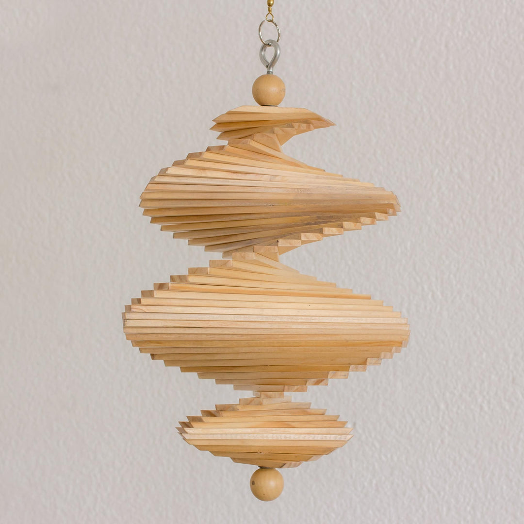 Hand Carved Pinewood Mobile with Adjustable Shapes - Tranquil Winds