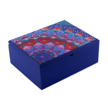 Decoupage Wood Tea Box in Blue - Blue Delight