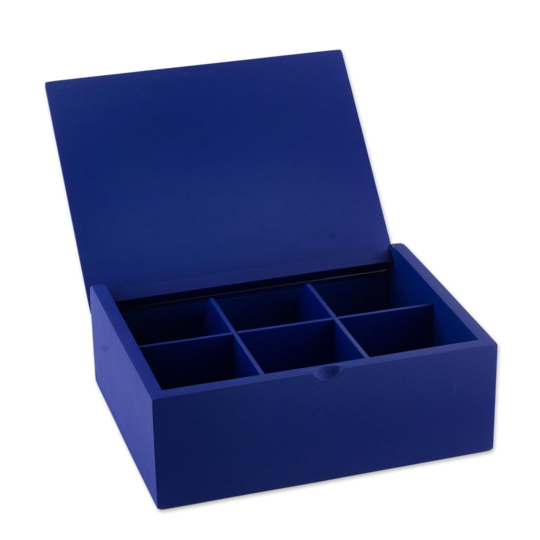 Decoupage Wood Tea Box in Blue - Blue Delight