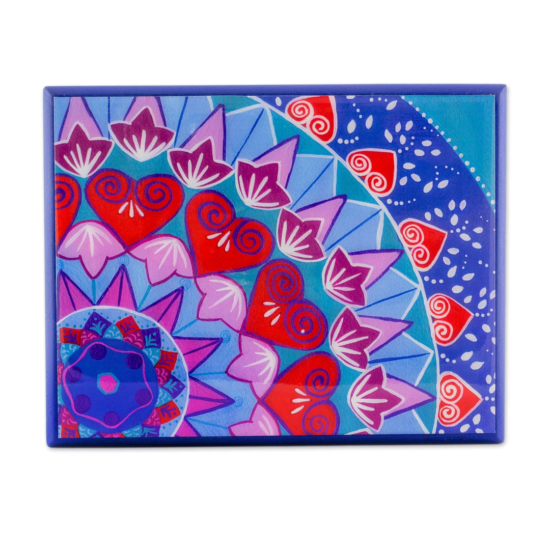 Decoupage Wood Tea Box in Blue - Blue Delight