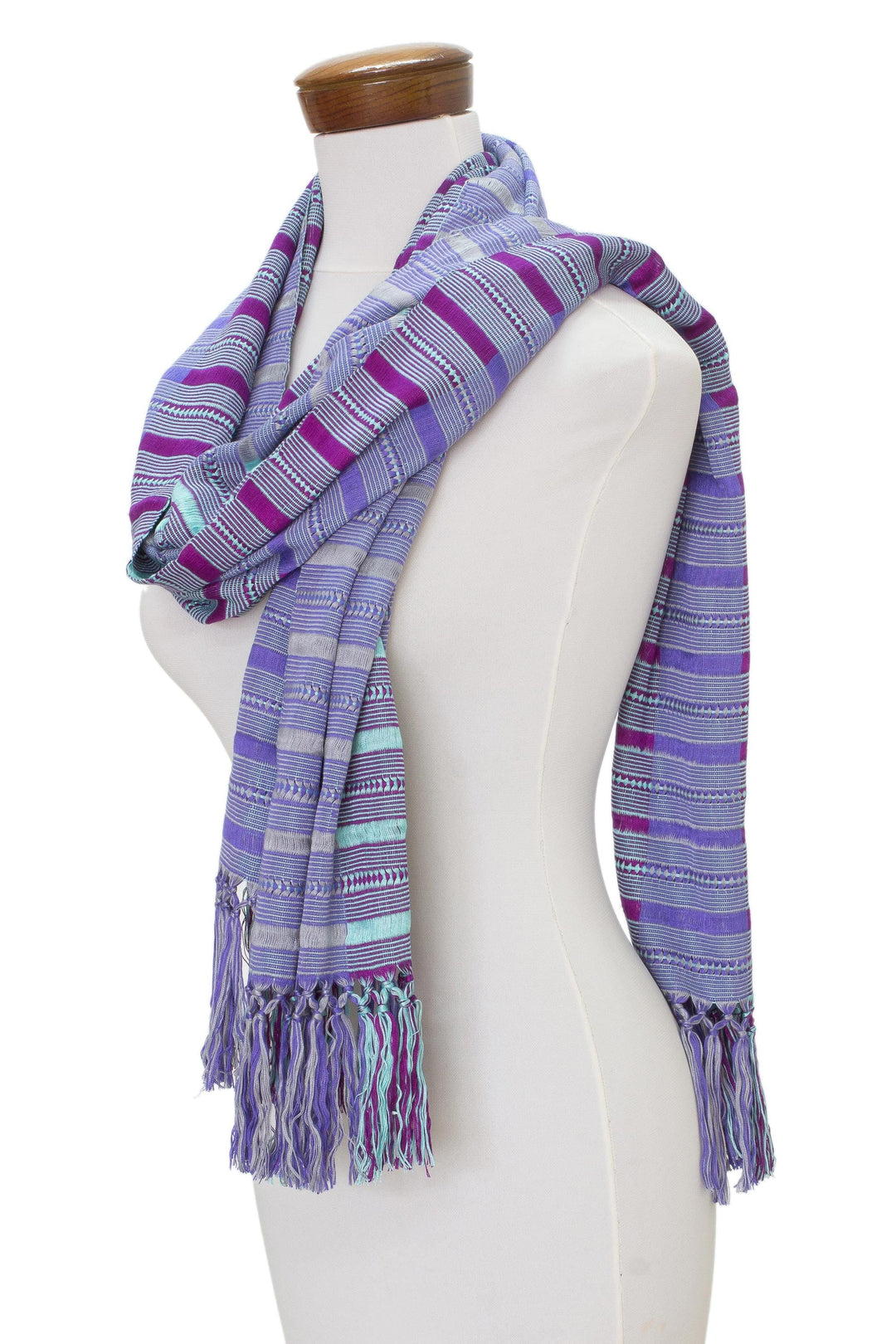Hand Woven Striped Rayon Wrap Scarf - Sweet Allure
