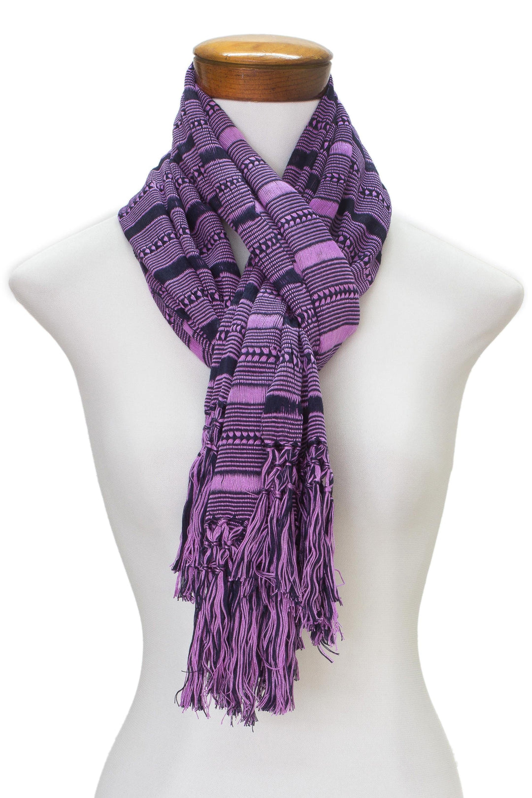 Hand Woven Purple Striped Rayon Wrap Scarf - Sweet Radiance