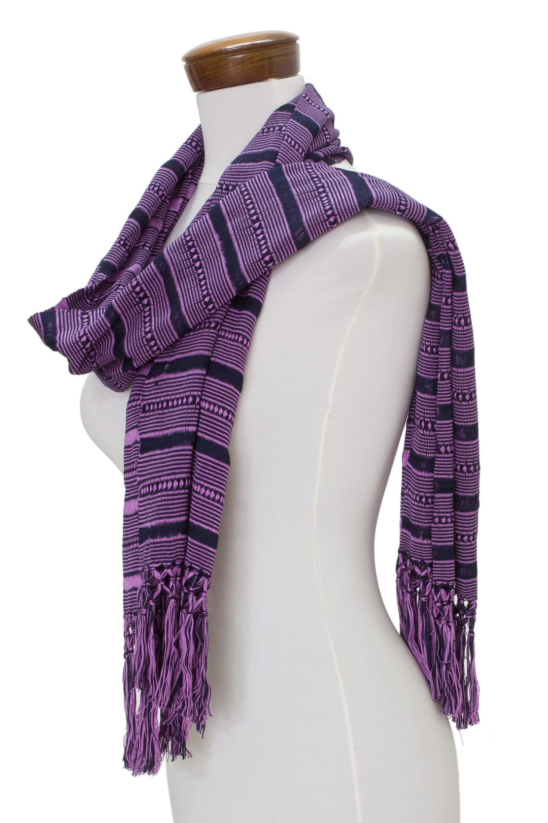 Hand Woven Purple Striped Rayon Wrap Scarf - Sweet Radiance