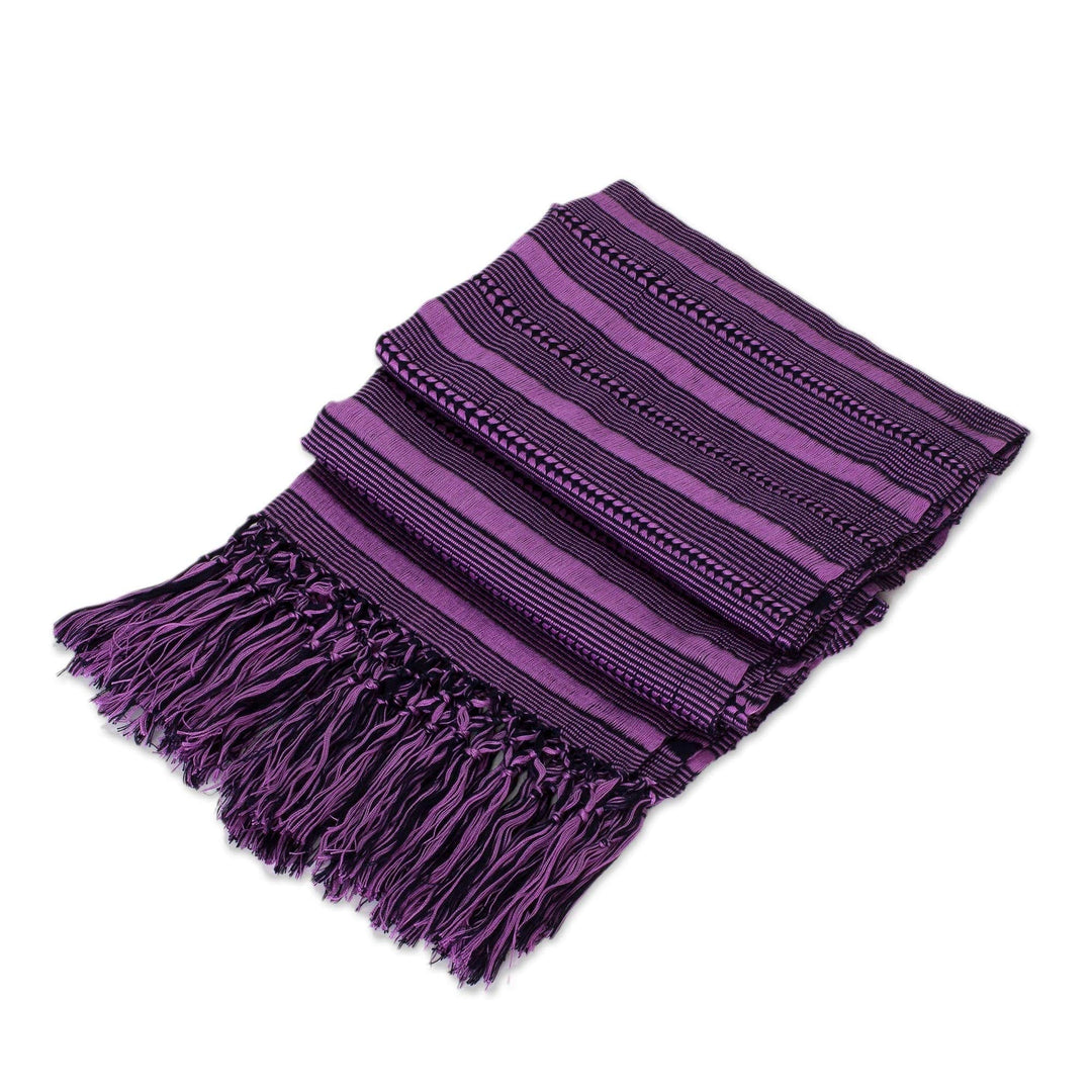 Hand Woven Purple Striped Rayon Wrap Scarf - Sweet Radiance