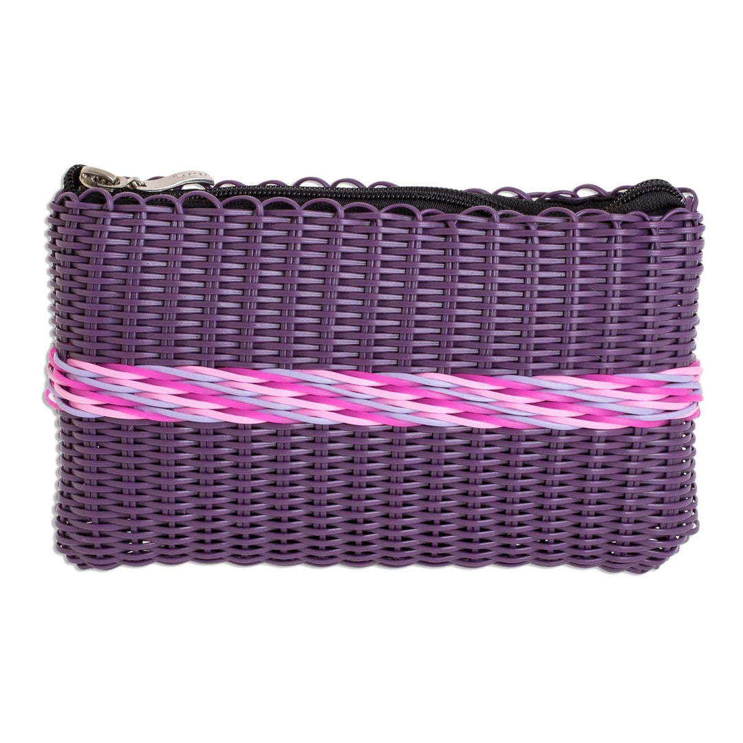 Recycled Handwoven Clutch in Eggplant from Guatemala - Harmony of Color in Eggplant