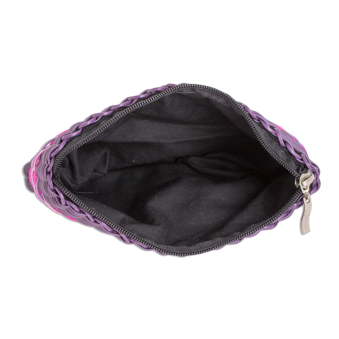 Recycled Handwoven Clutch in Eggplant from Guatemala - Harmony of Color in Eggplant