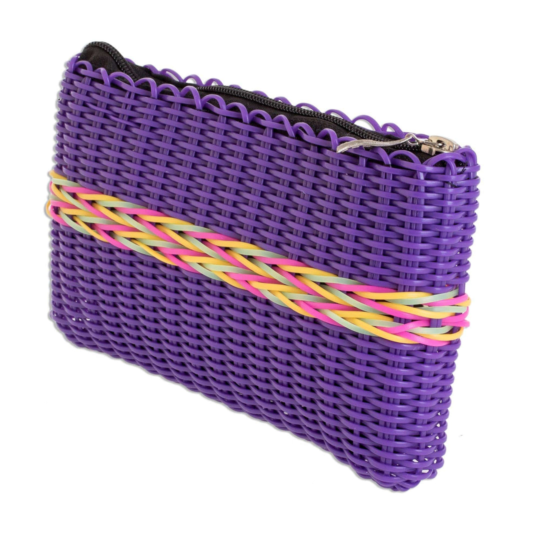 Eco Friendly Handwoven Deep Violet Clutch from Guatemala - Harmony of Color in Purple