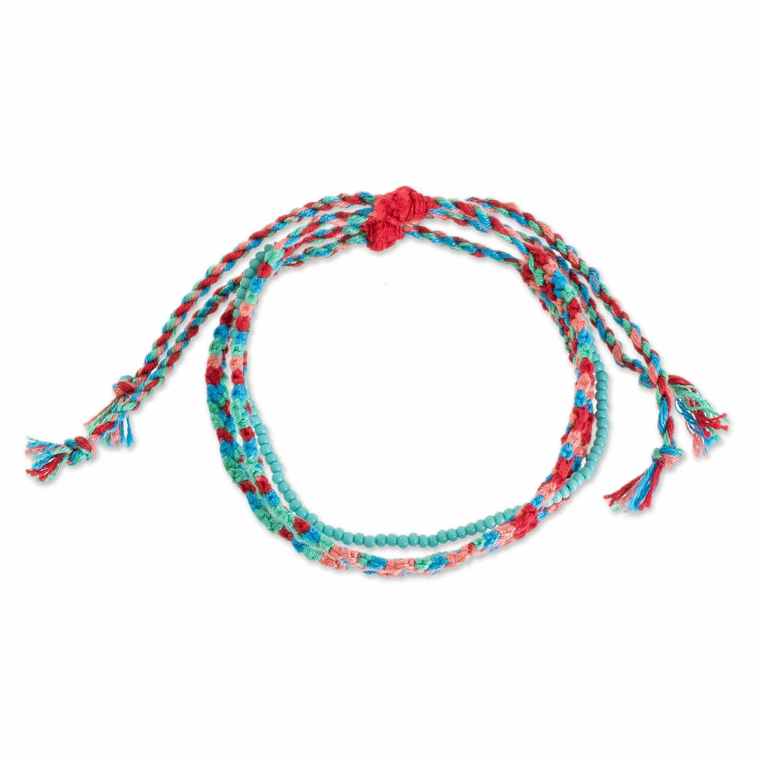 Glass Beaded Macrame Bracelet - Colorful Fiesta