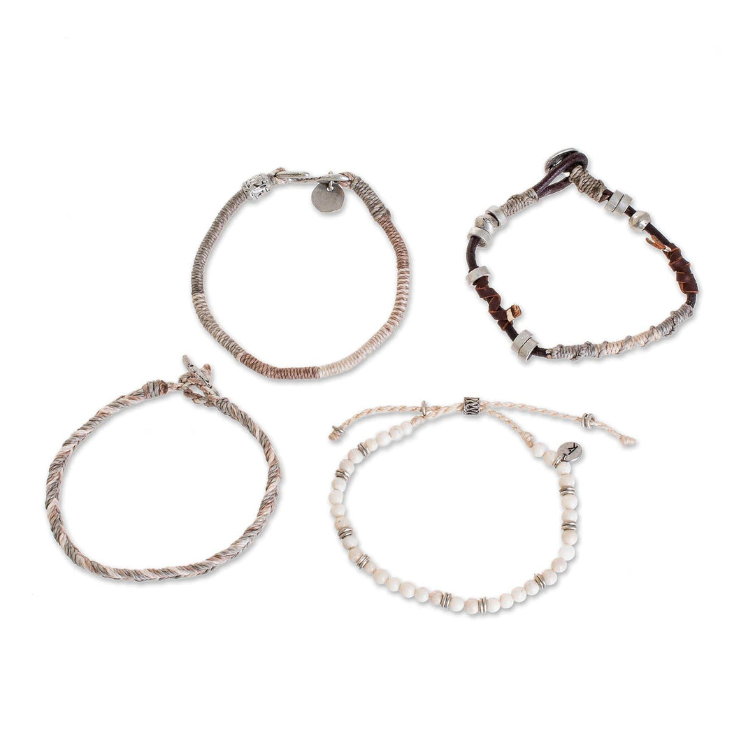 Unisex Beige Macrame Bracelets (Set of 4) - Maya Highlands