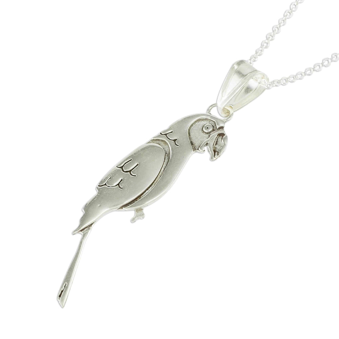 Sterling Silver Costa Rican Macaw Pendant Necklace - Cloud Forest Macaw