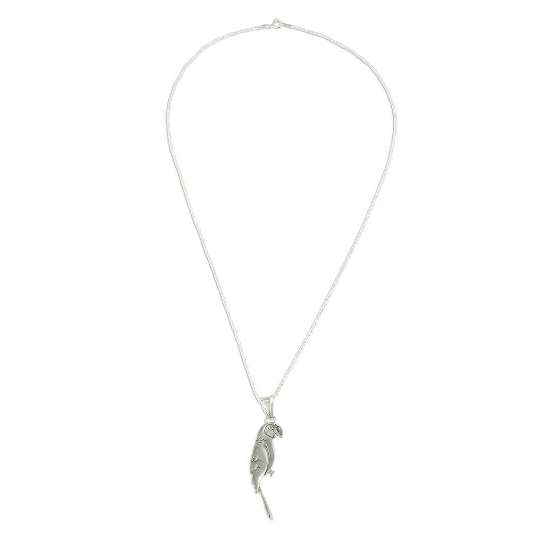 Sterling Silver Costa Rican Macaw Pendant Necklace - Cloud Forest Macaw