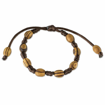 Brown Macrame Bracelet with Parota Wood Beads - Beautiful Nature