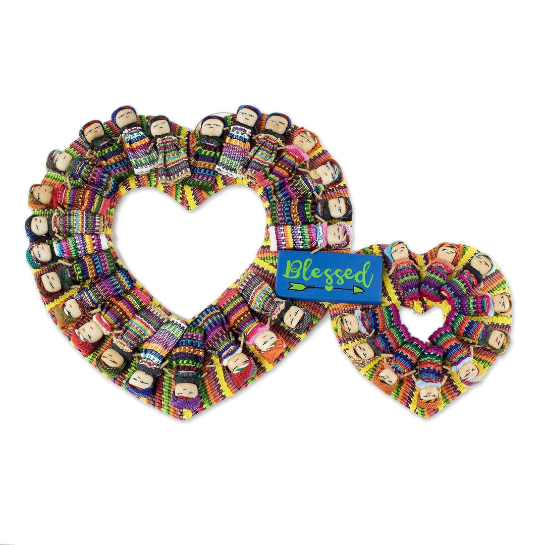 Worry Doll Double Heart Wreath - Hearts are Blessed