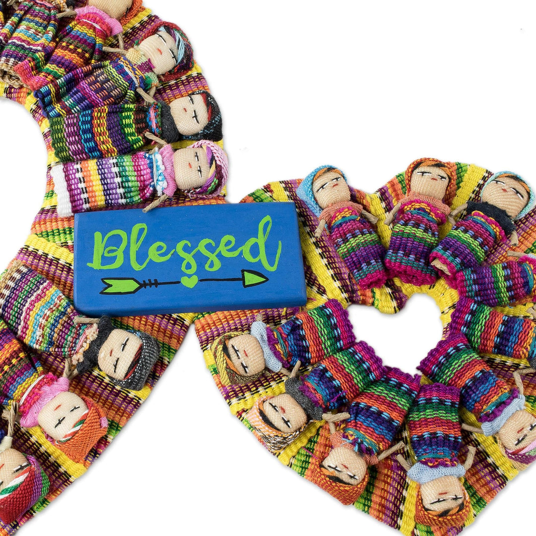 Worry Doll Double Heart Wreath - Hearts are Blessed