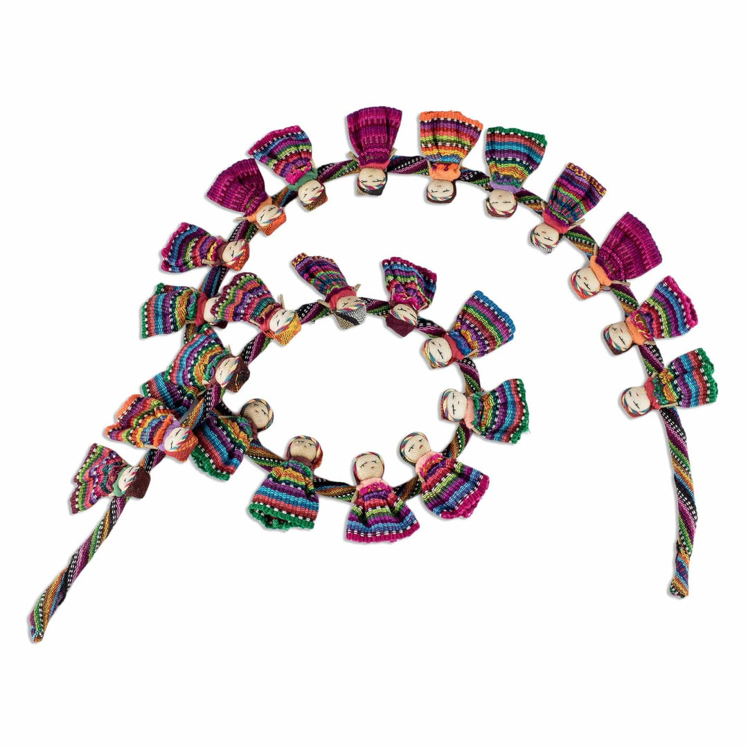 Colorful Handmade Worry Doll Garland - Joy and Festivity