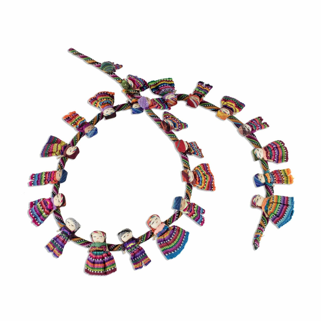 Artisan Crafted Guatemalan Worry Doll Garland - Joy and Diversity