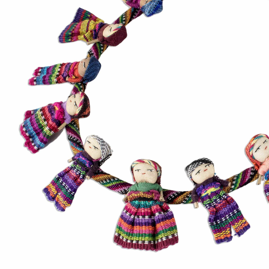 Artisan Crafted Guatemalan Worry Doll Garland - Joy and Diversity