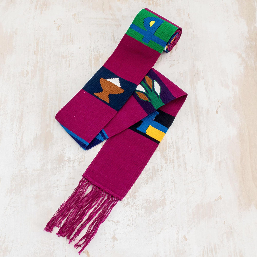Hand Crafted Magenta Table Runner - Solola Totem in Magenta