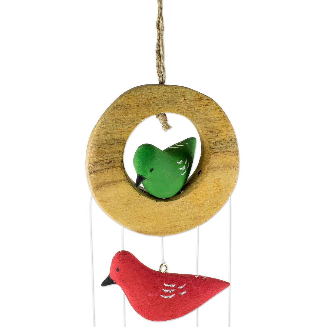 Colorful Wood Bird Mobile - Birds of a Feather