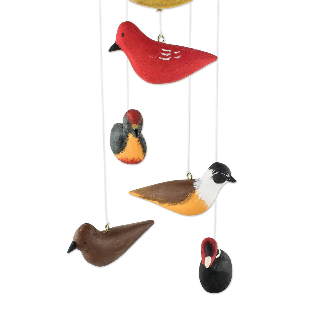 Colorful Wood Bird Mobile - Birds of a Feather