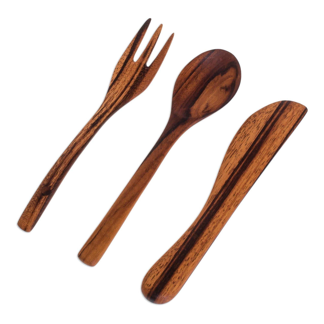 Hand Crafted Wood Utensil Set (3 Pieces) - Dining Out