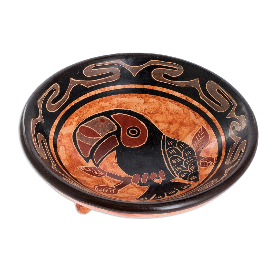 Pre-Hispanic Replica Terracotta Toucan Ceramic Catchall - Chorotega Toucan