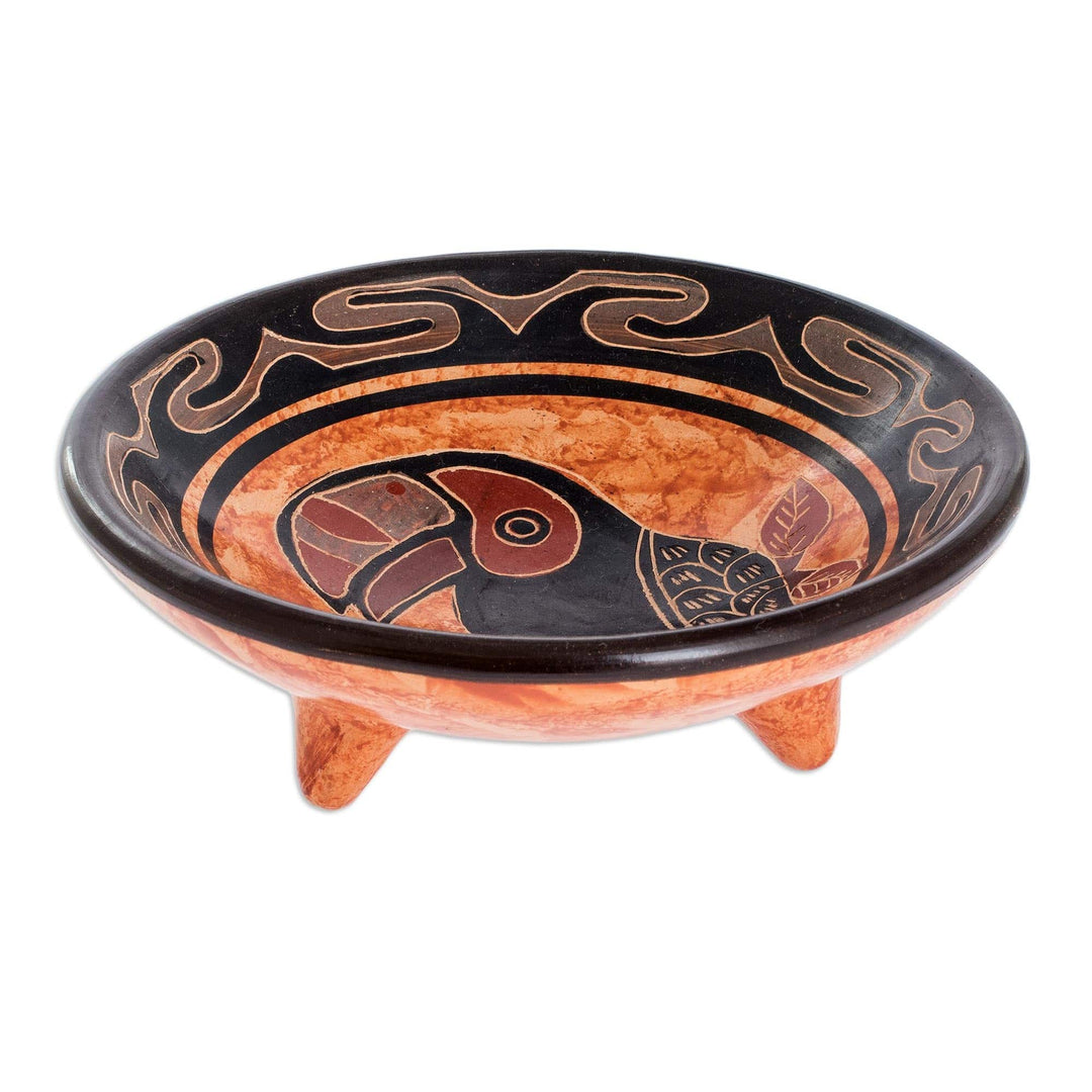 Pre-Hispanic Replica Terracotta Toucan Ceramic Catchall - Chorotega Toucan