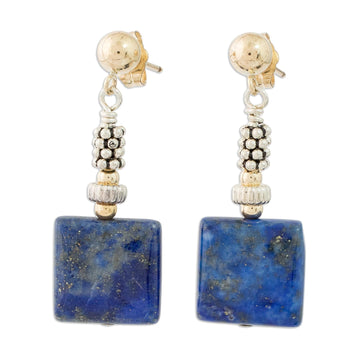 Lapis Lazuli Earrings with Gold Accents - Caribbean Coast