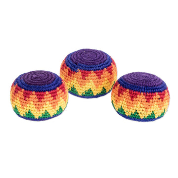 Multicolored Cotton Hacky Sacks (Set of 3) - Maya Colors