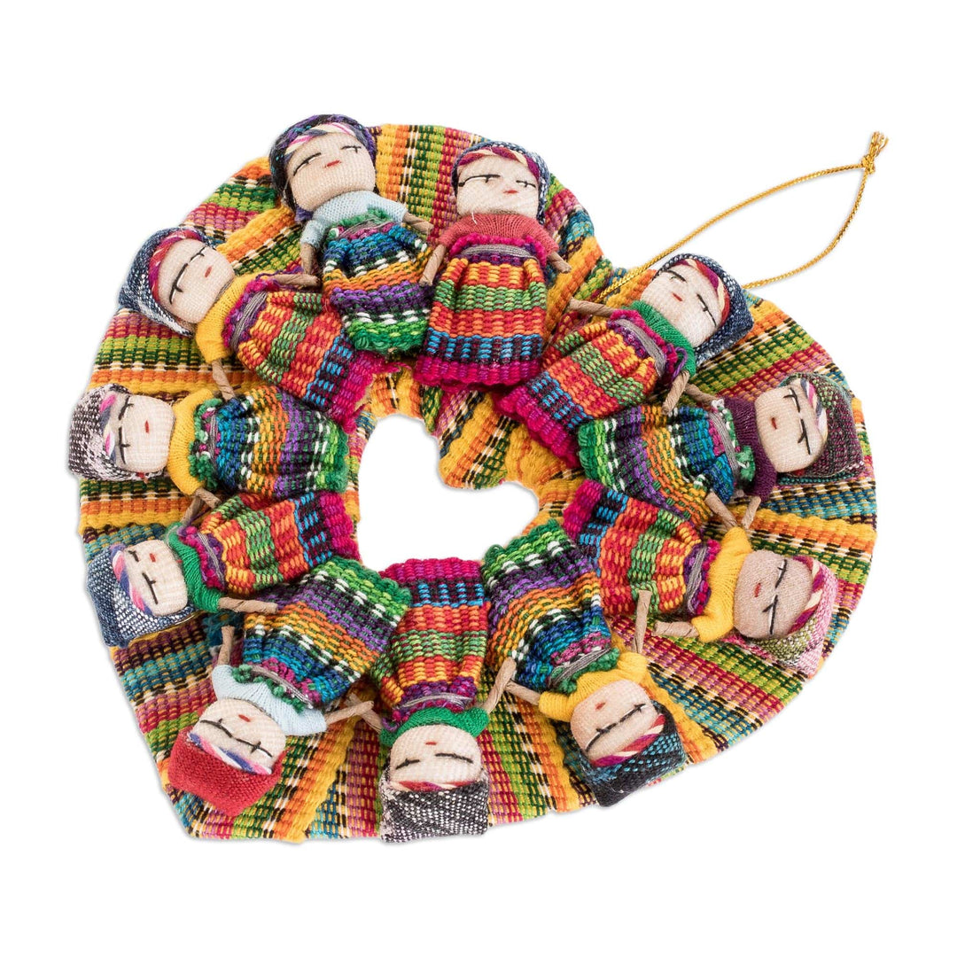 Handwoven Cotton Worry Doll Christmas Ornaments (Set of 2) - Friendship is Love