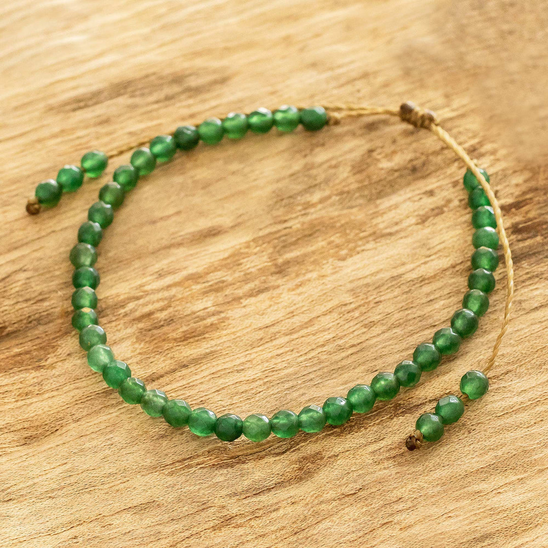 Dark Green Jasper Beaded Bracelet with Sliding Knot - Rainforest Wrap