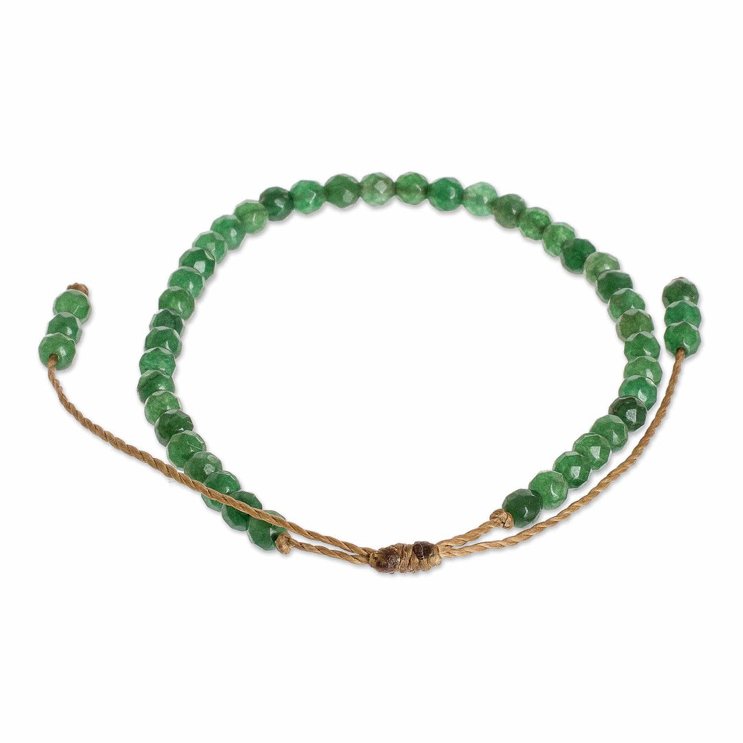 Dark Green Jasper Beaded Bracelet with Sliding Knot - Rainforest Wrap