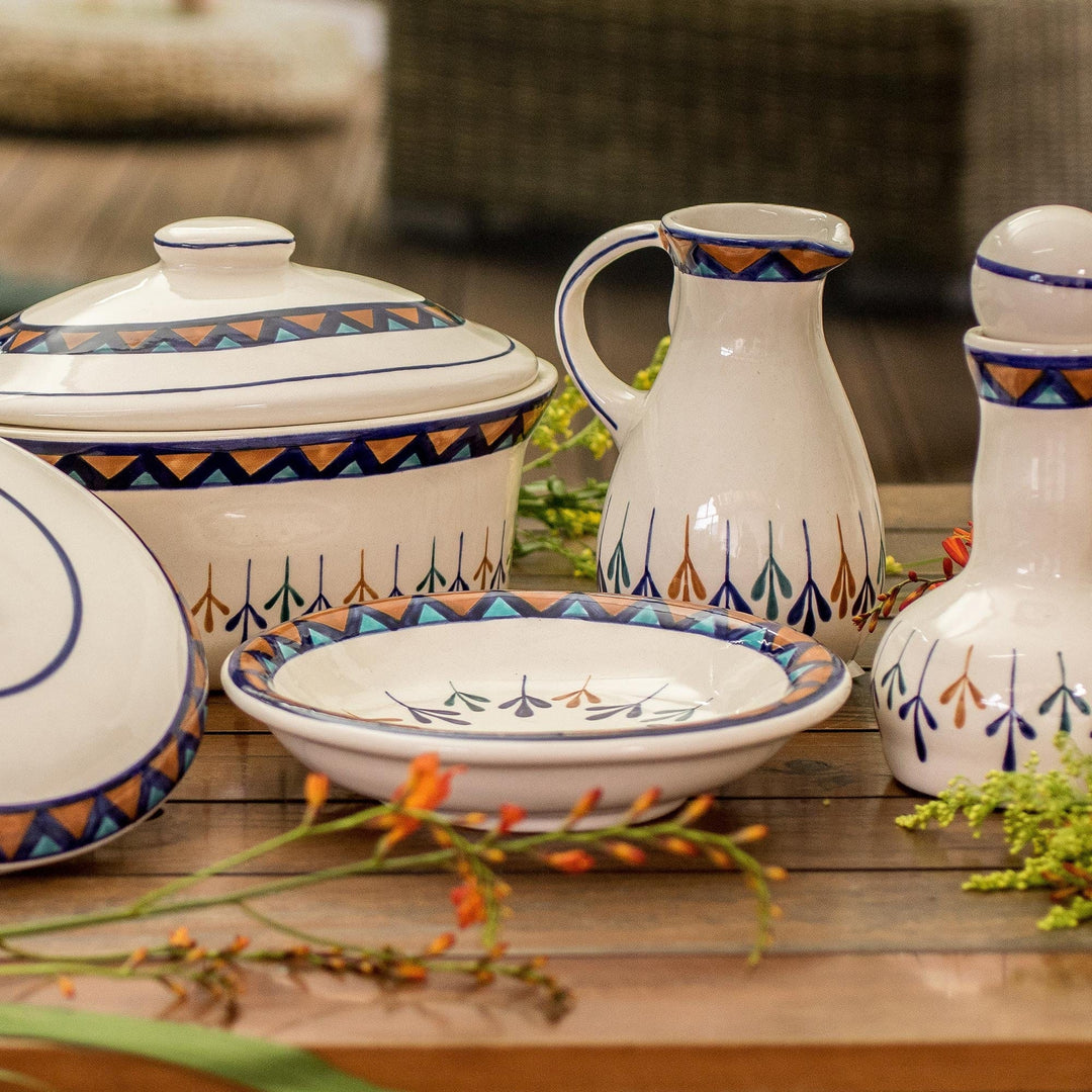 Ceramic Hand Painted Bowls with Geometric Design (Pair) - Antigua Breeze
