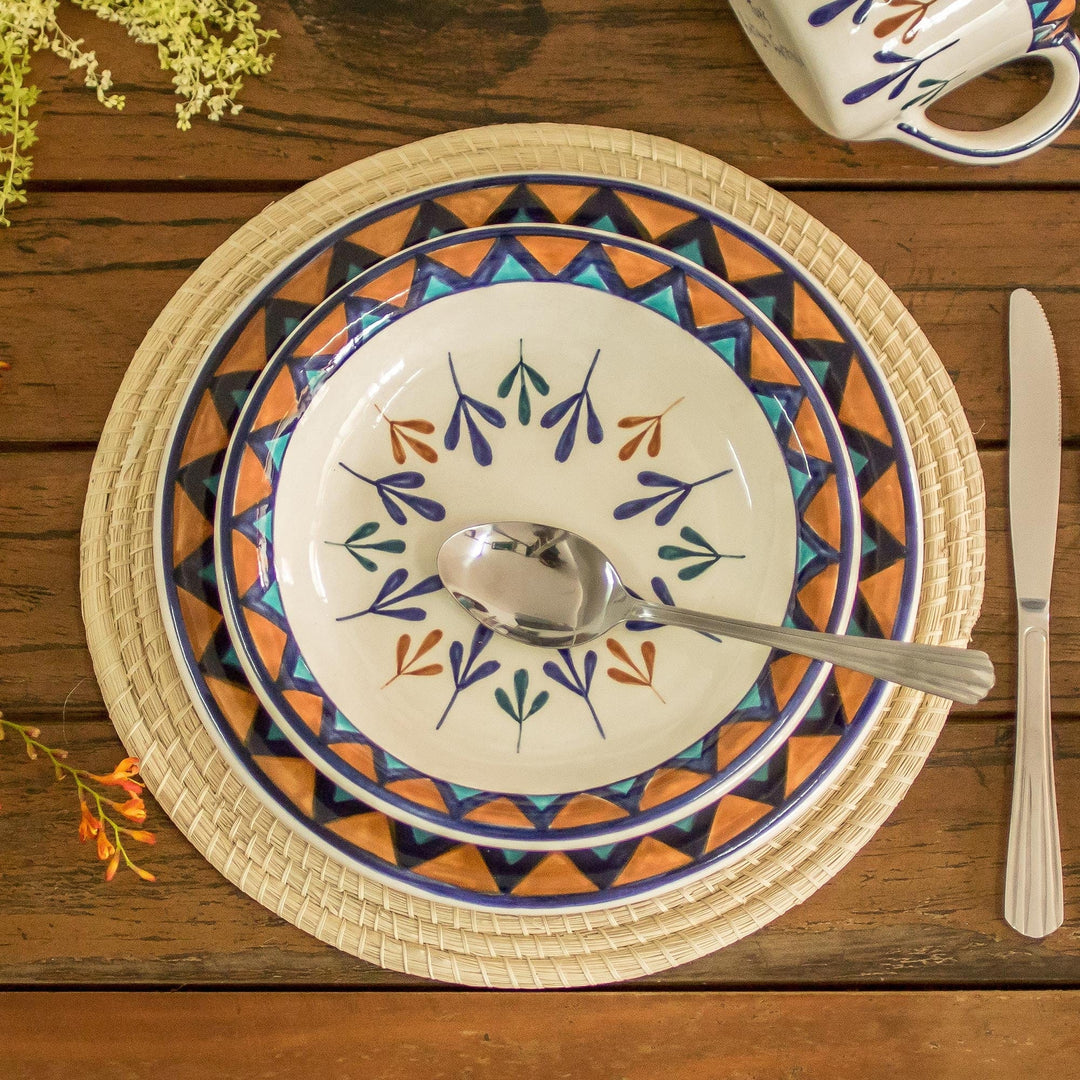 Ceramic Hand Painted Bowls with Geometric Design (Pair) - Antigua Breeze