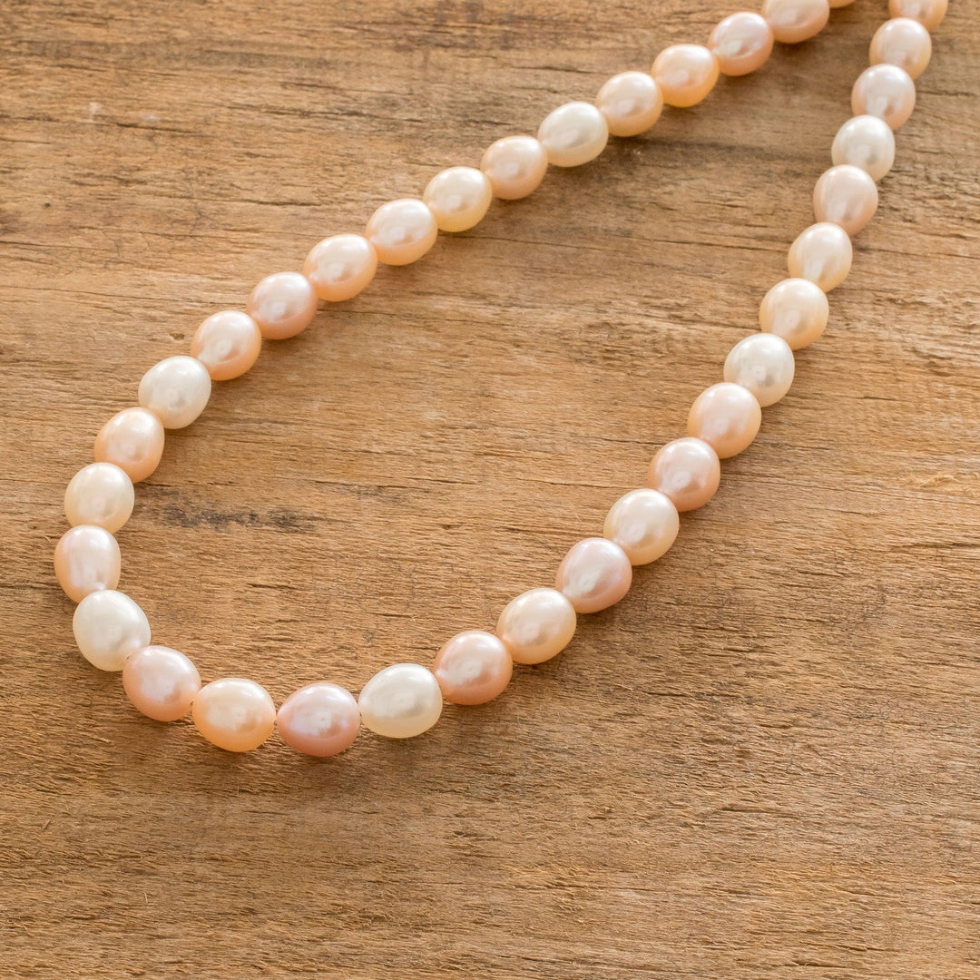 Pink and Peach Cultured Pearl Necklace - Rosy Future