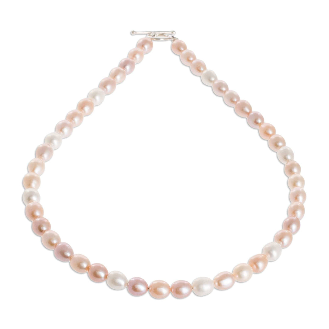 Pink and Peach Cultured Pearl Necklace - Rosy Future