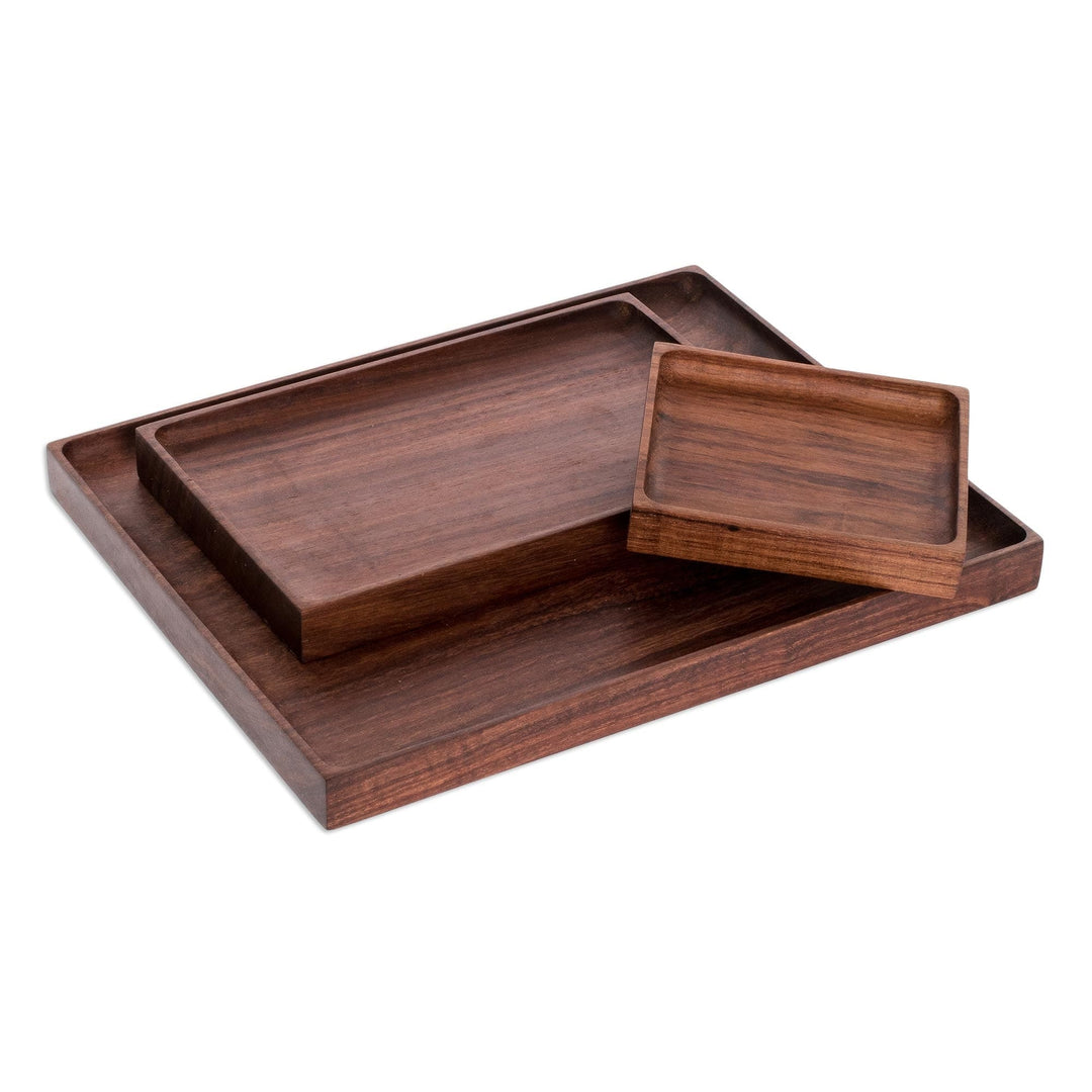 Graduated Size Wood Serving Trays - Set of 3 - At Your Service