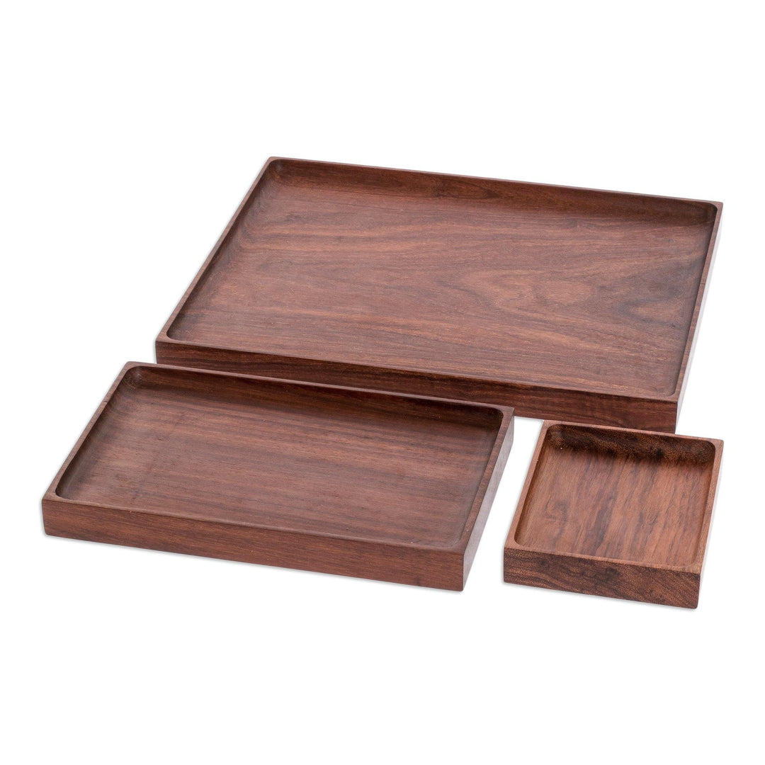 Graduated Size Wood Serving Trays - Set of 3 - At Your Service