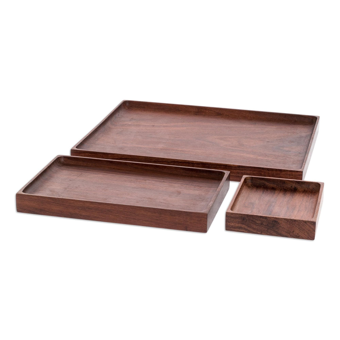 Graduated Size Wood Serving Trays - Set of 3 - At Your Service