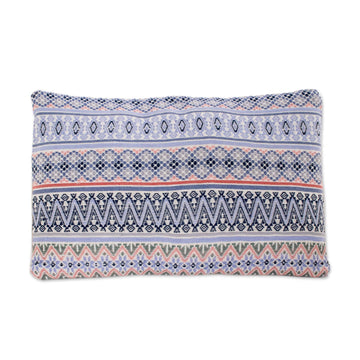 Blue Striped Cotton Cushion Cover Handloomed in Guatemala - Reef Charm