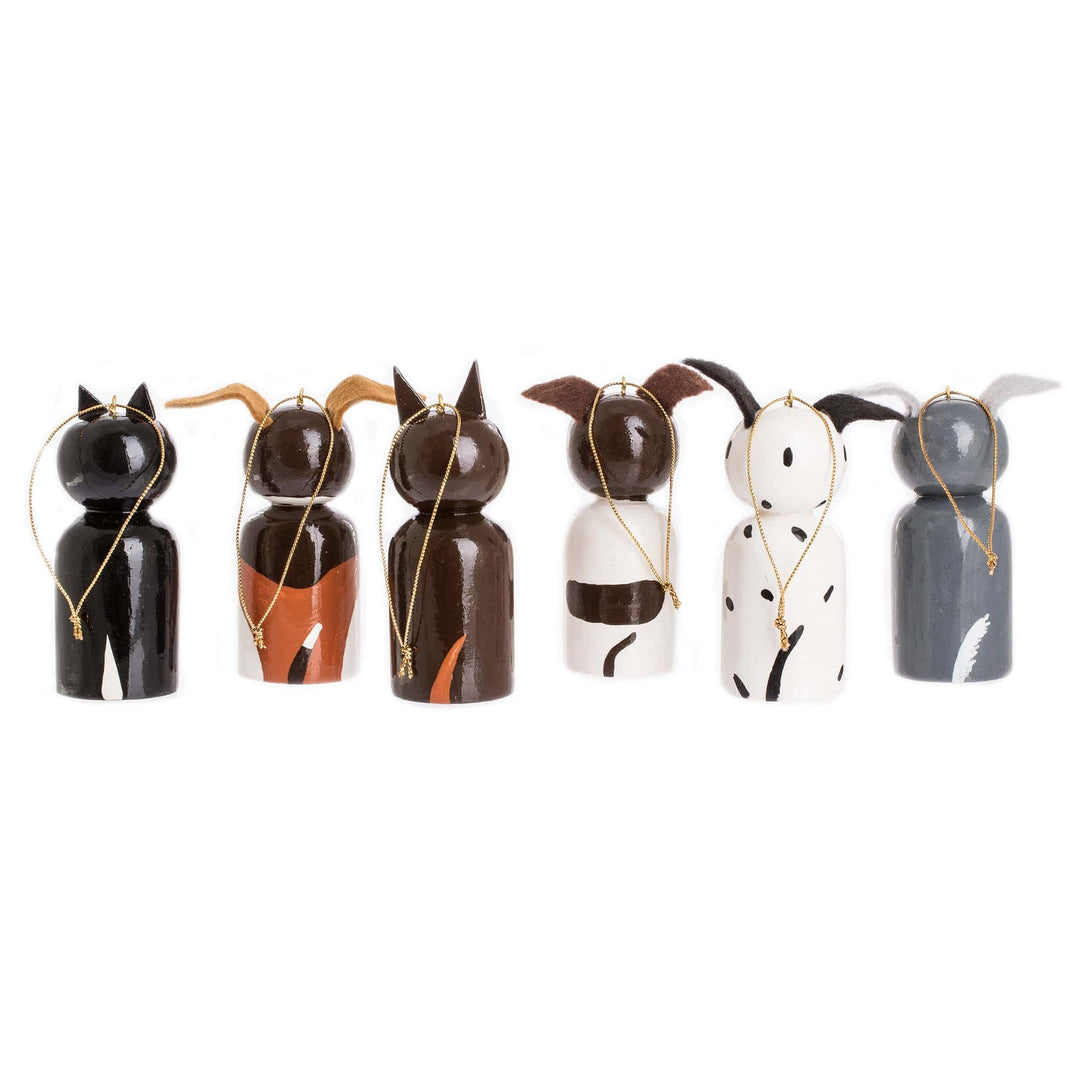 Hand-painted Reclaimed Wooden Ornaments (Set of 6) - Loyal Friends