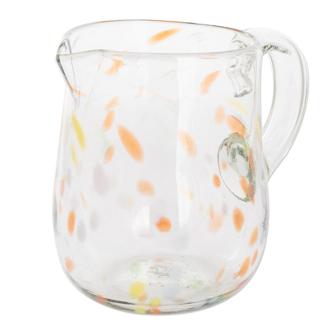 Artisan Crafted Glass Pitcher from Guatemala - Color Play