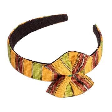 Ocher Headband with Bow Hand-woven with 100% Cotton Canvas - Ocher Origins