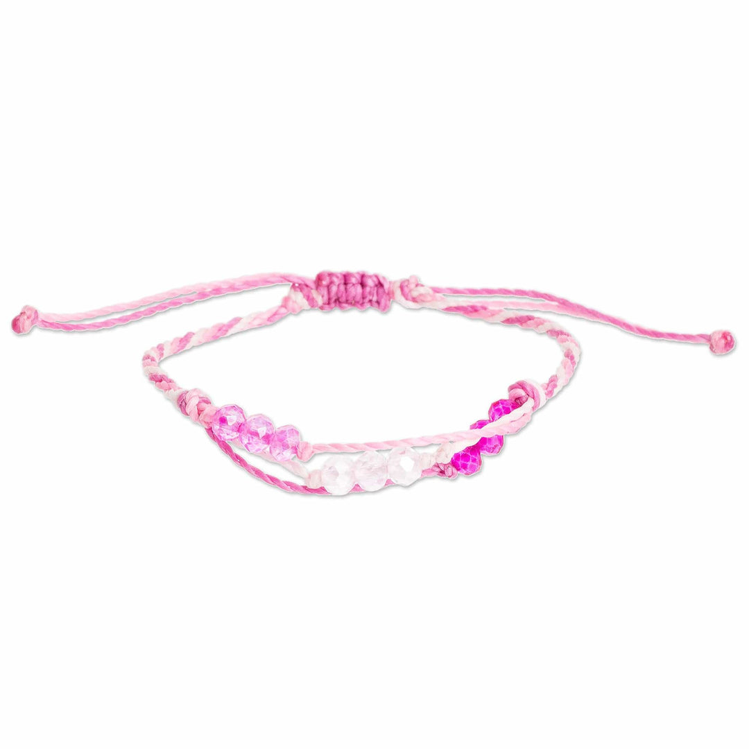 Pink Beaded Macrame Bracelet - Pink Glow