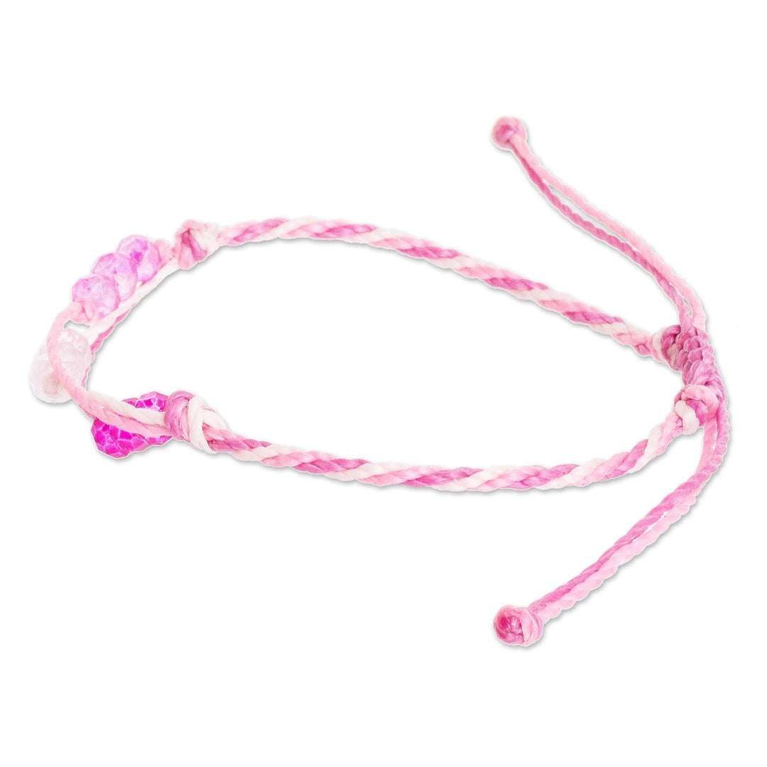 Pink Beaded Macrame Bracelet - Pink Glow